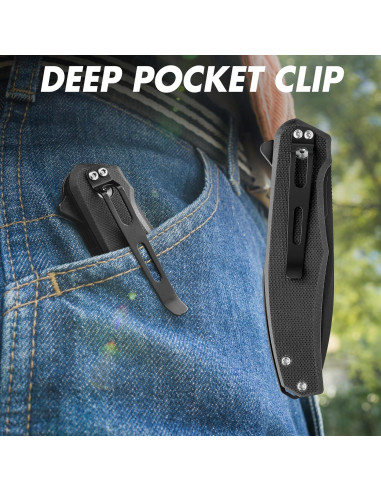 Cuchillo de bolsillo plegable FLISSA G10 11.43 cm acero D2 negro