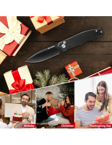 Cuchillo de bolsillo plegable FLISSA G10 11.43 cm acero D2 negro