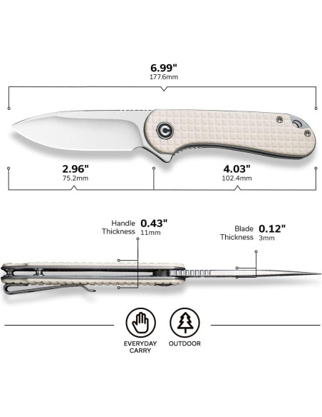 Cuchillo Plegable CIVIVI Elementum C907A-3 Hoja D2 7.5 cm