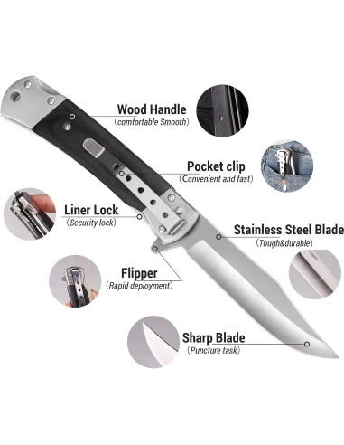 Cuchillo de bolsillo BARRYSAIL 6696 plegable 9.9 cm acero inoxidable