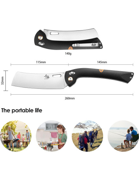 Cuchillo de Chef Plegable SENBON G10 Acero Inoxidable 440 12.19 cm
