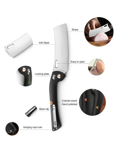 Cuchillo de Chef Plegable SENBON G10 Acero Inoxidable 440 12.19 cm