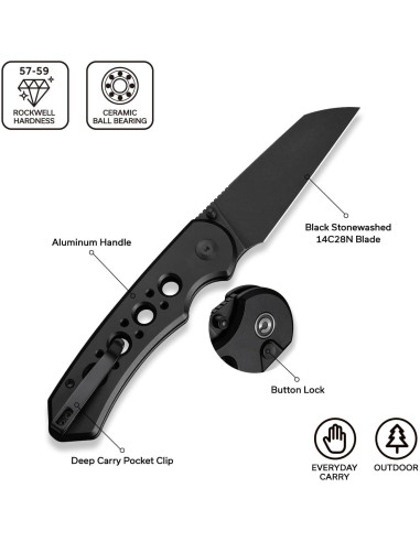 Cuchillo de Bolsillo CIVIVI Pragma Prime 8.86 cm Plegable Negro