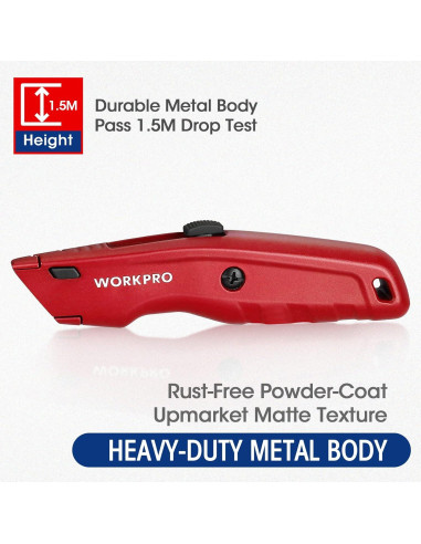 Cuchillo Utility WORKPRO Retráctil con 10 Cuchillas Extra