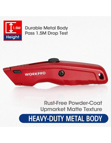 Cuchillo Utility WORKPRO Retráctil con 10 Cuchillas Extra