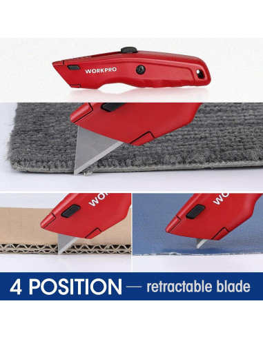 Cuchillo Utility WORKPRO Retráctil con 10 Cuchillas Extra