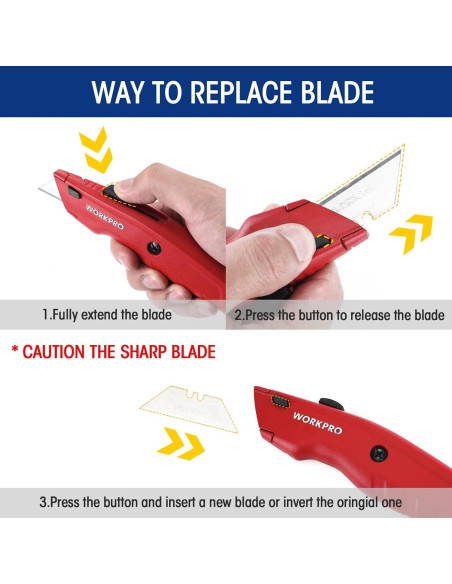 Cuchillo Utility WORKPRO Retráctil con 10 Cuchillas Extra
