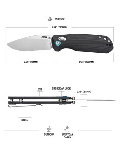 Cuchillo de Bolsillo CJRB Maximal 2.95" Acero AR-RPM9 Negro 2