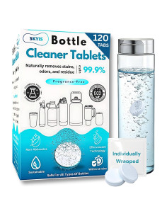 Tabletas Limpiadoras de Botellas Skyis - 120 Piezas, Sin Cloro