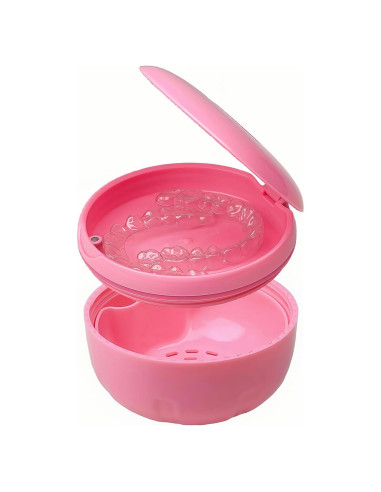 Estuche Limpiador Maoeroral para Retenedores y Dentaduras Rosa