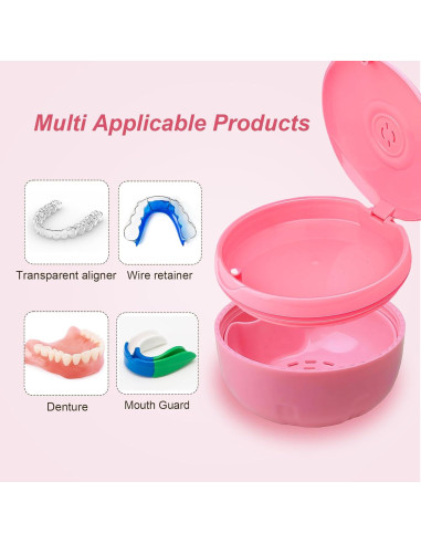 Estuche Limpiador Maoeroral para Retenedores y Dentaduras Rosa