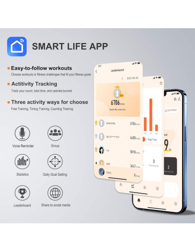 Cuerda de Salto Rápida Wigore con Contador y App - 3m