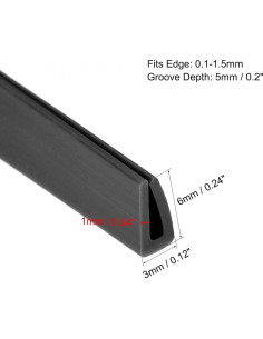 Protector de Bisel U de Silicona Negra uxcell 5M x 3mm x 6mm 2