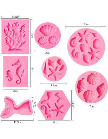 Molde de Silicona para Fondant Marino Elfkitwang - 6 Piezas
