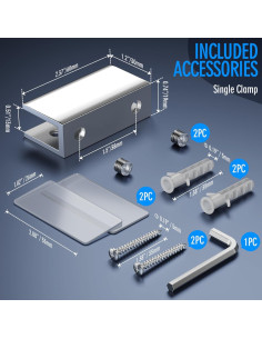 Soportes de Cristal Sin Marco Ranbo 2 Pcs Acero Inoxidable 3mm 2