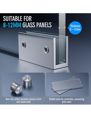 Soportes de Cristal Sin Marco Ranbo 2 Pcs Acero Inoxidable 3mm