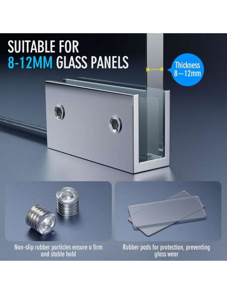 Soportes de Cristal Sin Marco Ranbo 2 Pcs Acero Inoxidable 3mm