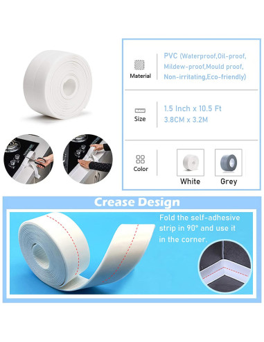 Tira de Sellado Autoadhesiva PVC 3.8CM x 3.2M Gris UIOCSSC