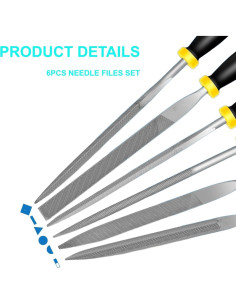 Juego de 6 archivos de aguja WARMTREE 10.16 cm acero al carbono 2