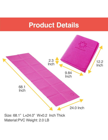 Colchoneta de Yoga Plegable Primasole 4mm Rosa Azalea