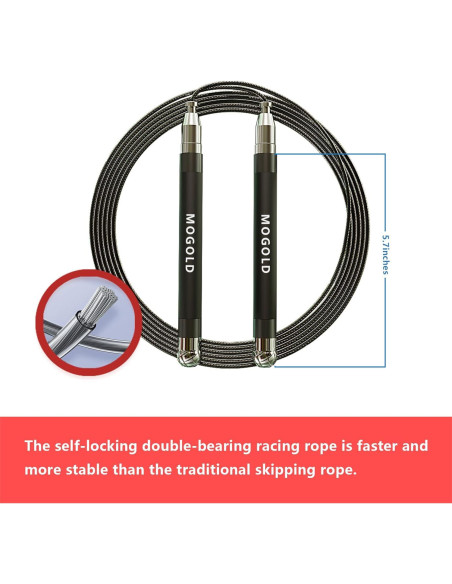 Cuerda de Velocidad MOGOLD 2-en-1 Ajustable para Boxeo y CrossFit