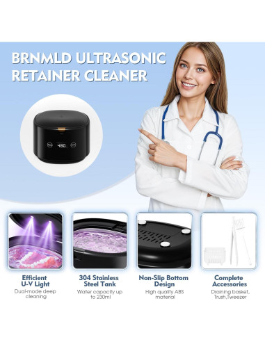 Limpiador Ultrasónico BRNMLD para Dentaduras y Joyería 45kHz