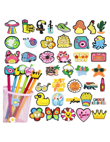 40 Adornos para Lápices Xuixi - Decoraciones Divertidas para Niños