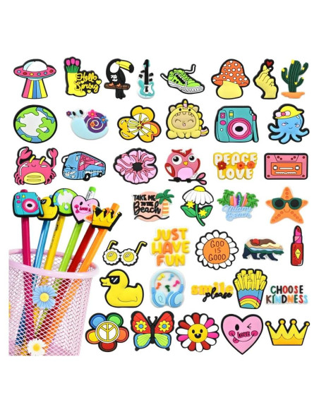 40 Adornos para Lápices Xuixi - Decoraciones Divertidas para Niños