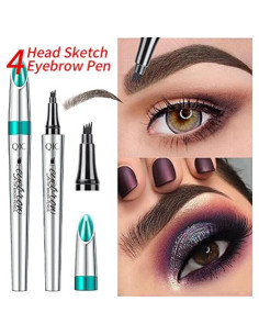 Bolígrafo de Cejas Impermeable Yulinlon 4-Puntas Marrón Oscuro 2