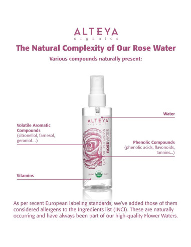 Agua de Rosa Orgánica Alteya 100ml - Certificada USDA
