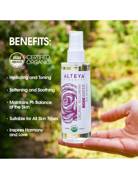 Agua de Rosa Orgánica Alteya 100ml - Certificada USDA