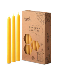 Velas de Cera de Abeja Hyoola 21.6 cm - Paquete de 12 - Sin Aroma