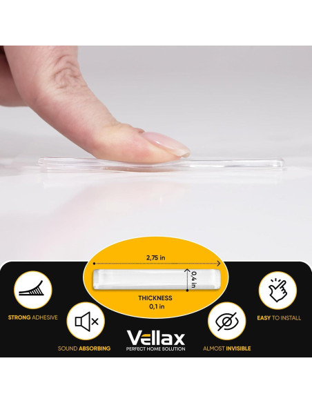 20 Tiras de Silicona Transparente Vellax 7.1 cm x 1 cm Antideslizantes