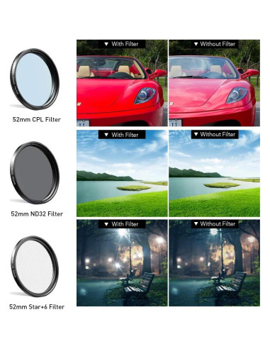 Kit de Lentes de Filtro Apexel 52mm para Cámara Smartphone