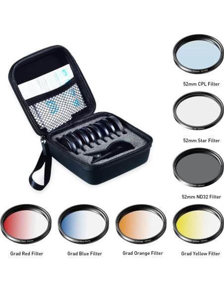 Kit de Lentes de Filtro Apexel 52mm para Cámara Smartphone
