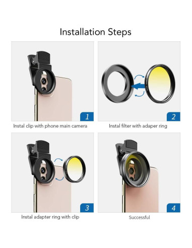 Kit de Lentes de Filtro Apexel 52mm para Cámara Smartphone