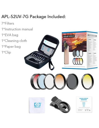 Kit de Lentes de Filtro Apexel 52mm para Cámara Smartphone