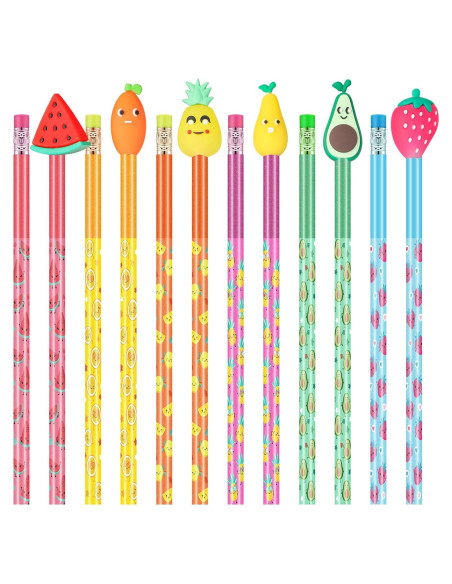 30 Lápices Aromatizados con Toppers de Fruta Leinuosen