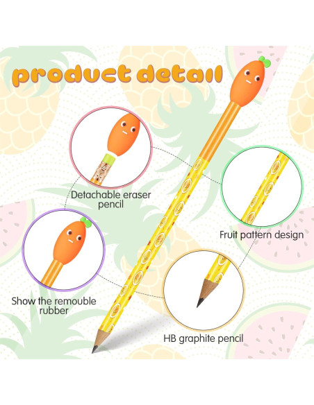 30 Lápices Aromatizados con Toppers de Fruta Leinuosen