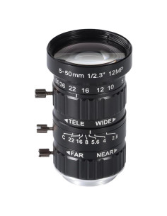 Lente Zoom 5-50mm 12MP C-Mount Zowietek para Raspberry Pi HQ