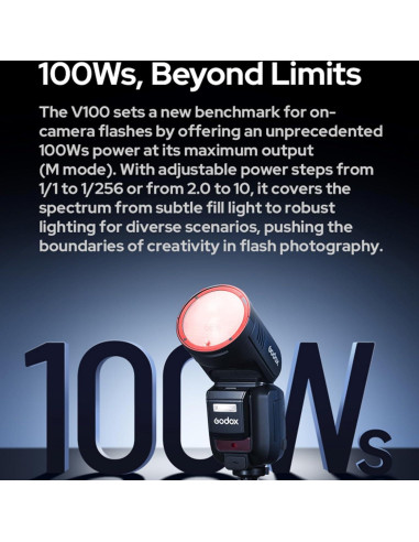 Flash Godox V100-N 100Ws TTL para cámaras Nikon - Pantalla Táctil