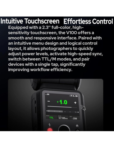 Flash Godox V100-N 100Ws TTL para cámaras Nikon - Pantalla Táctil