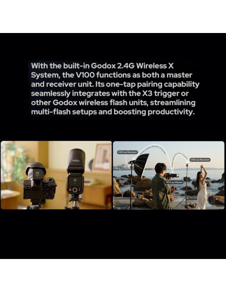 Flash Godox V100-N 100Ws TTL para cámaras Nikon - Pantalla Táctil