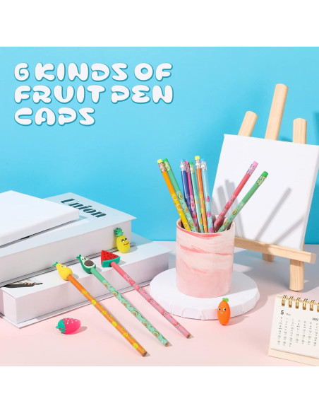 30 Lápices Aromatizados con Toppers de Fruta Leinuosen