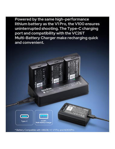 Flash Godox V100-N 100Ws TTL para cámaras Nikon - Pantalla Táctil