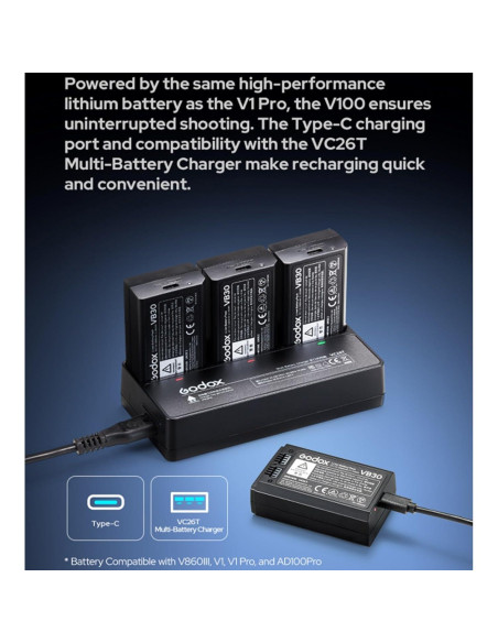 Flash Godox V100-N 100Ws TTL para cámaras Nikon - Pantalla Táctil