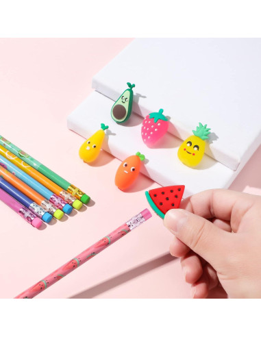 30 Lápices Aromatizados con Toppers de Fruta Leinuosen