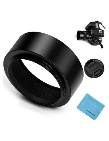 Capucha de Lente Estándar 62mm Metal + Tapa 67mm + Paño