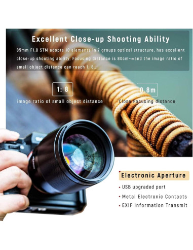 Lente VILTROX 85mm f/1.8 Mark II para Sony E-Mount