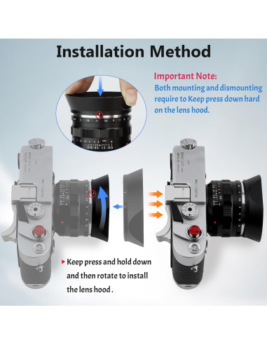 Capucha de lente cuadrada Haoge LH-VM35MB para Voigtlander 35mm 40mm 50mm